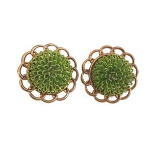 Retro Green Abstract Statement Earrings 1.5"